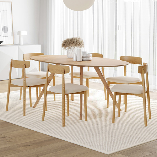 6 Seater Finn Oval Dining Table & Chair Set