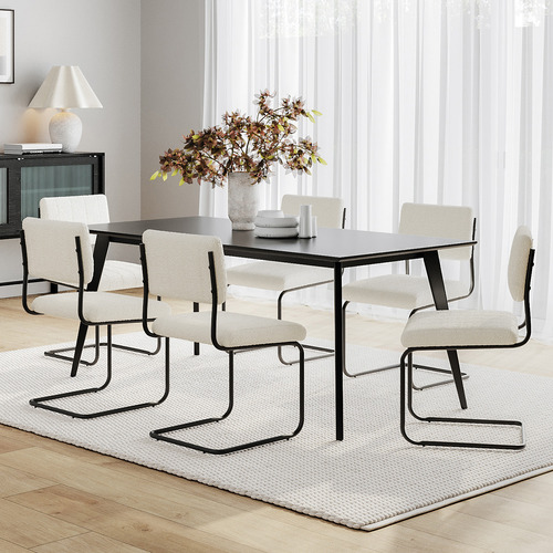 6 Seater Miel Bouclé Dining Table & Chair Set