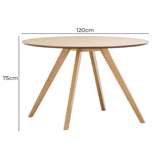 4 Seater Natural Davian Round Dining Table & Chair Set Temple & ster