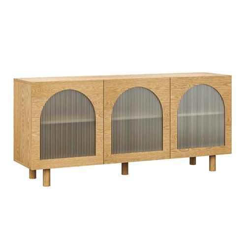 Jaydon 3 Door Fluted Glass Arch Sideboard