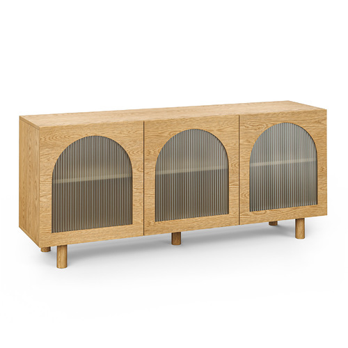 Jaydon 3 Door Fluted Glass Arch Sideboard