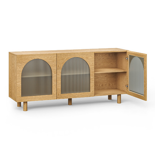 Jaydon 3 Door Fluted Glass Arch Sideboard