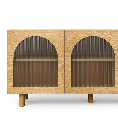 Jaydon 3 Door Fluted Glass Arch Sideboard