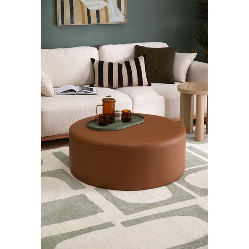 Whisky Tan Meryl Faux Leather Ottoman