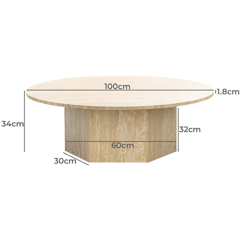 Harmon 60cm Travertine Coffee Table