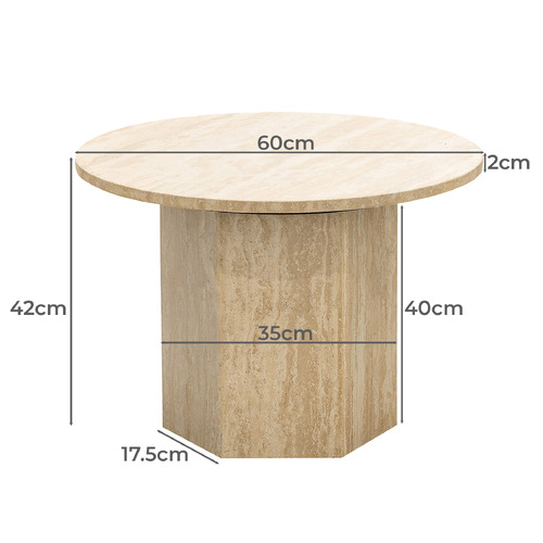 Harmon 60cm Travertine Coffee Table