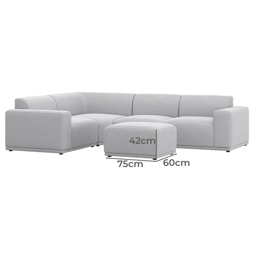 Tilly 4 Seater Upholstered Modular Sofa with Ottoman