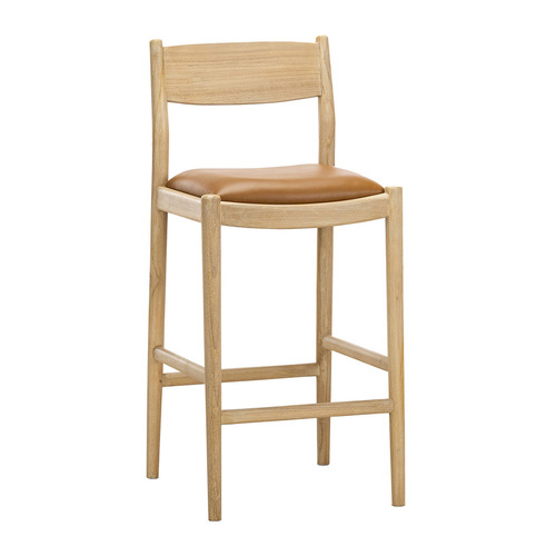 68.5cm Skyler Cowhide Leather & Teak Wood Counter Stool