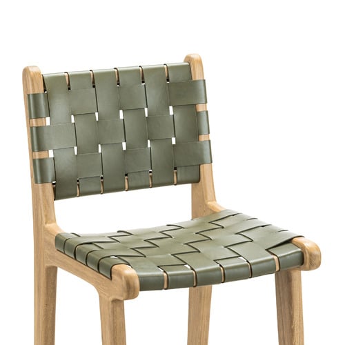 66cm Cassie Cowhide Leather & Teak Wood Counter Stool