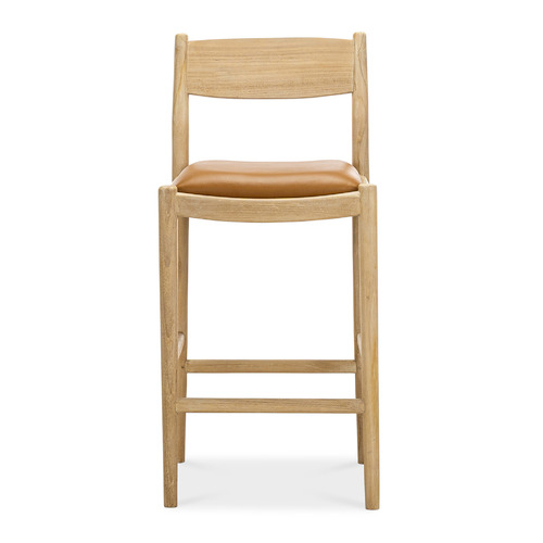 68.5cm Skyler Cowhide Leather & Teak Wood Counter Stool