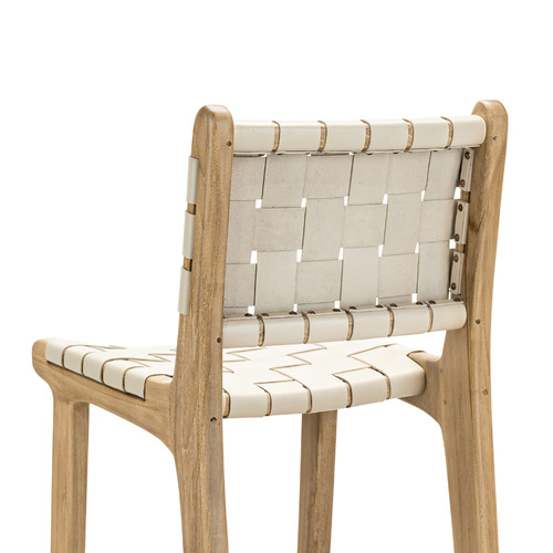 66cm Cassie Cowhide Leather & Teak Wood Counter Stool
