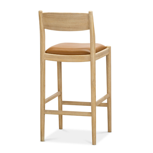68.5cm Skyler Cowhide Leather & Teak Wood Counter Stool
