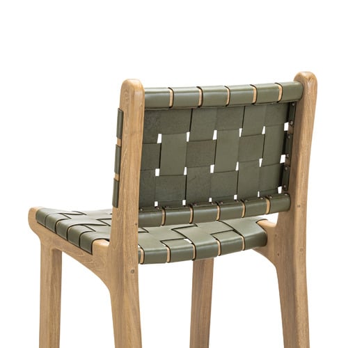 66cm Cassie Cowhide Leather & Teak Wood Counter Stool