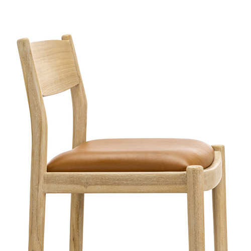 68.5cm Skyler Cowhide Leather & Teak Wood Counter Stool