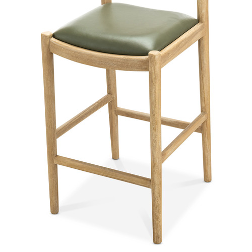 68.5cm Skyler Cowhide Leather & Teak Wood Counter Stool