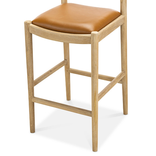68.5cm Skyler Cowhide Leather & Teak Wood Counter Stool