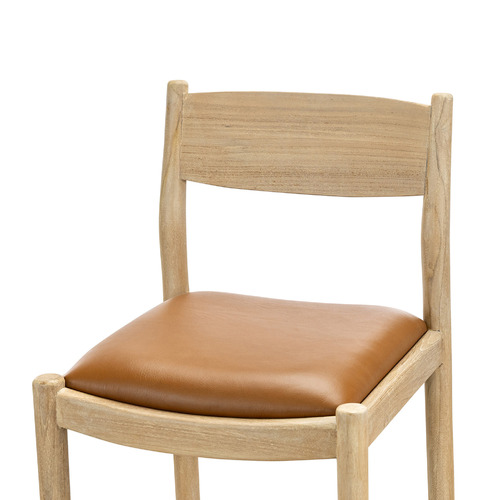 68.5cm Skyler Cowhide Leather & Teak Wood Counter Stool