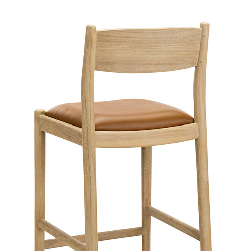68.5cm Skyler Cowhide Leather & Teak Wood Counter Stool