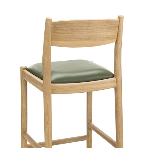 68.5cm Skyler Cowhide Leather & Teak Wood Counter Stool