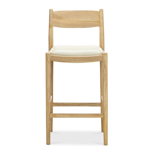 68.5cm Skyler Cowhide Leather & Teak Wood Counter Stool