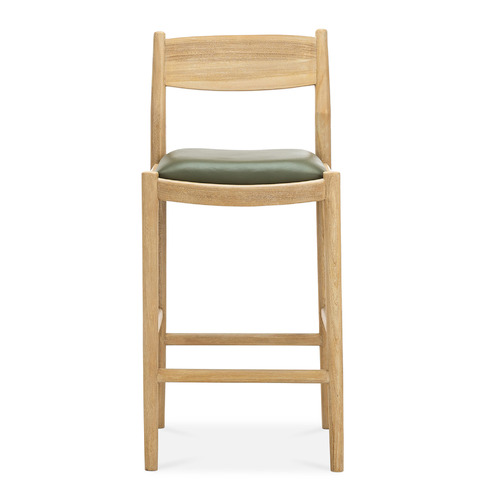 68.5cm Skyler Cowhide Leather & Teak Wood Counter Stool
