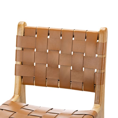 66cm Cassie Cowhide Leather & Teak Wood Counter Stool