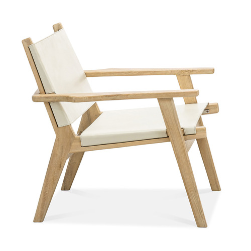 Lavell Cowhide Leather & Teak Wood Armchair