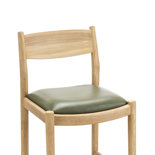 68.5cm Skyler Cowhide Leather & Teak Wood Counter Stool