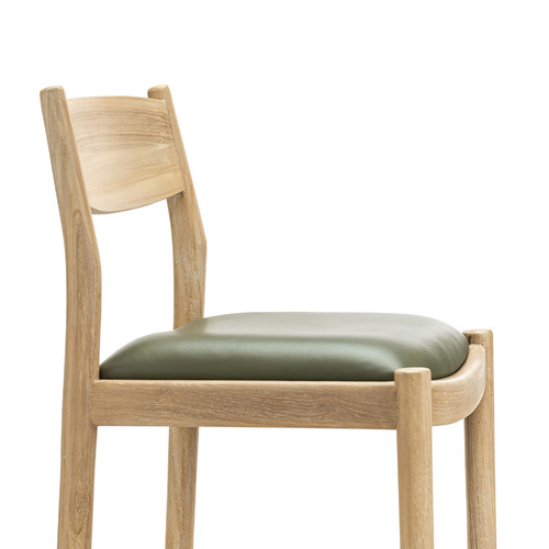68.5cm Skyler Cowhide Leather & Teak Wood Counter Stool