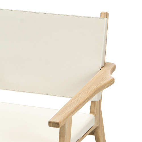 Lavell Cowhide Leather & Teak Wood Armchair
