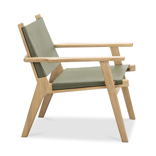 Lavell Cowhide Leather & Teak Wood Armchair