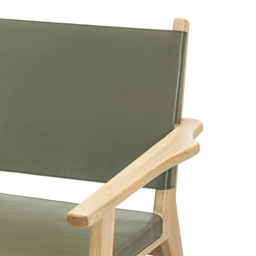 Lavell Cowhide Leather & Teak Wood Armchair