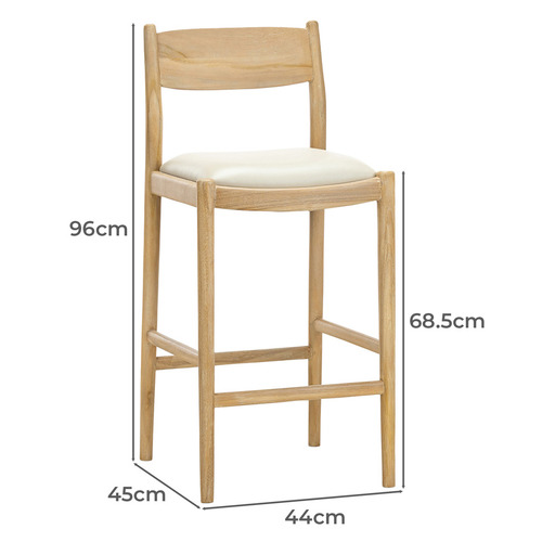 68.5cm Skyler Cowhide Leather & Teak Wood Counter Stool