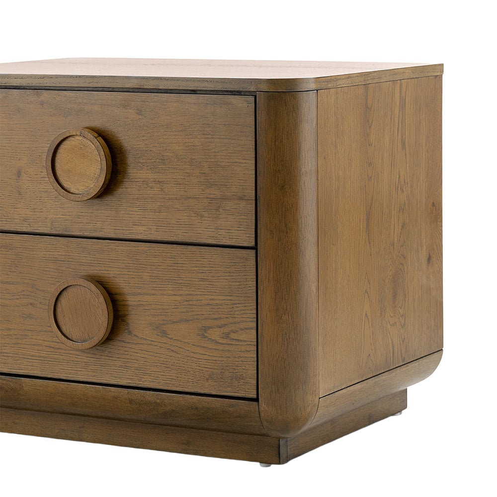 Circe Rubberwood 2 Drawer Bedside Table