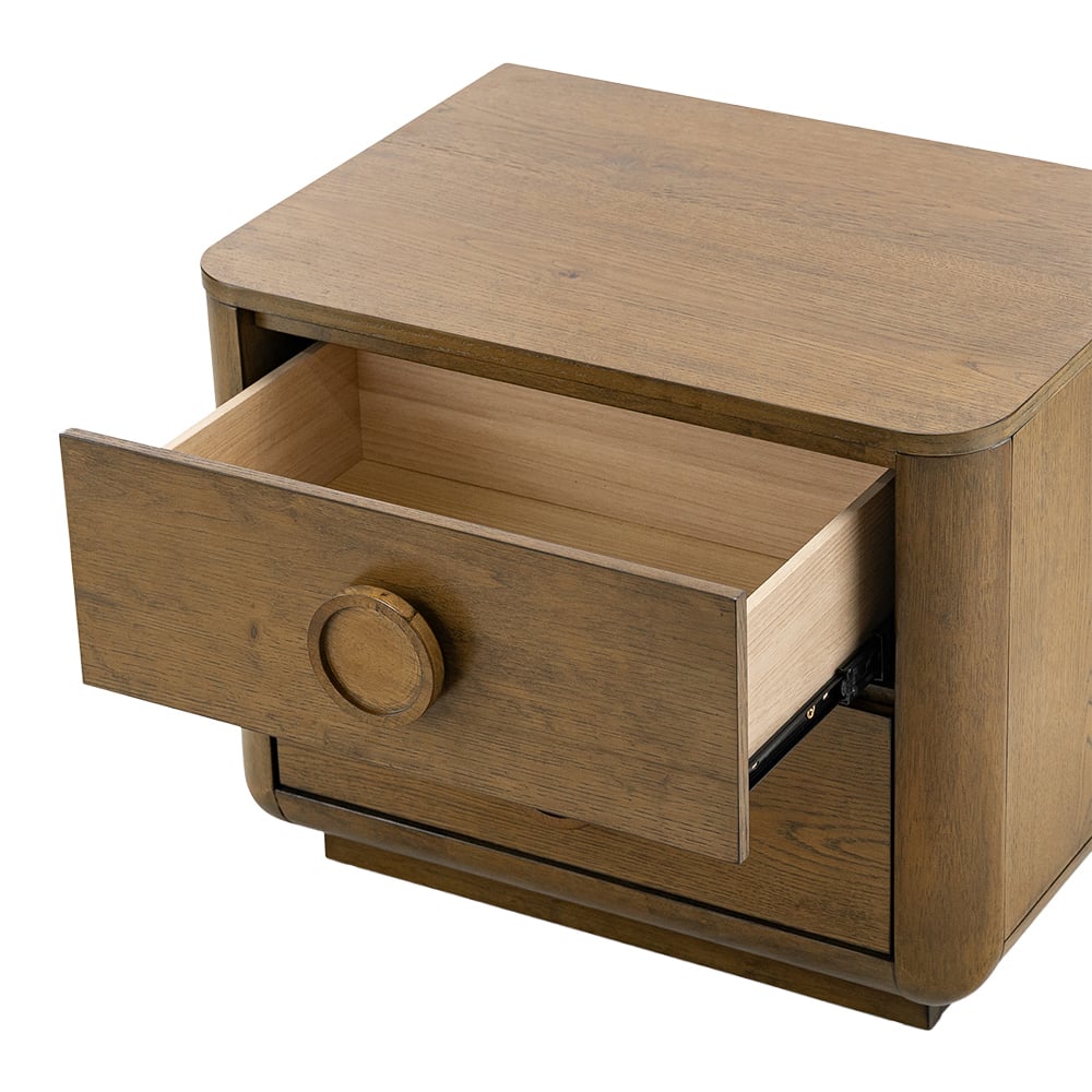 Circe Rubberwood 2 Drawer Bedside Table
