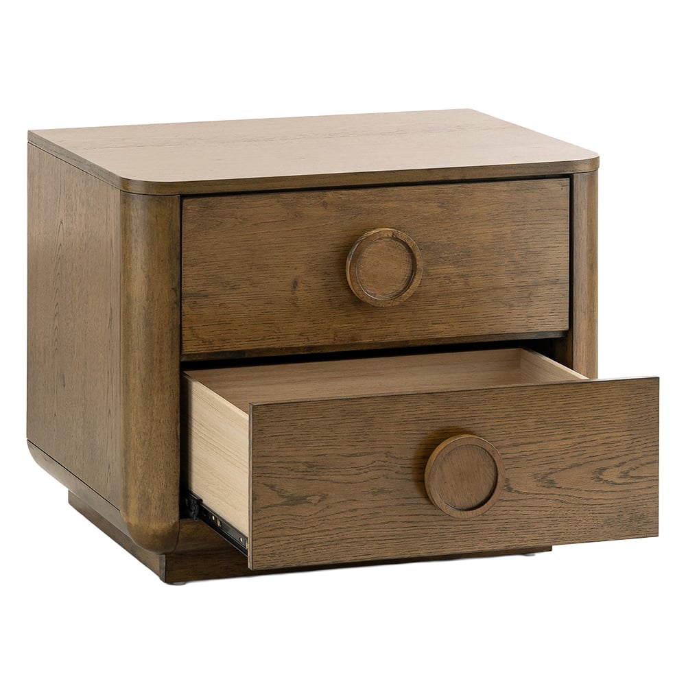Circe Rubberwood 2 Drawer Bedside Table