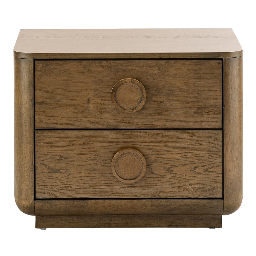Circe Rubberwood 2 Drawer Bedside Table