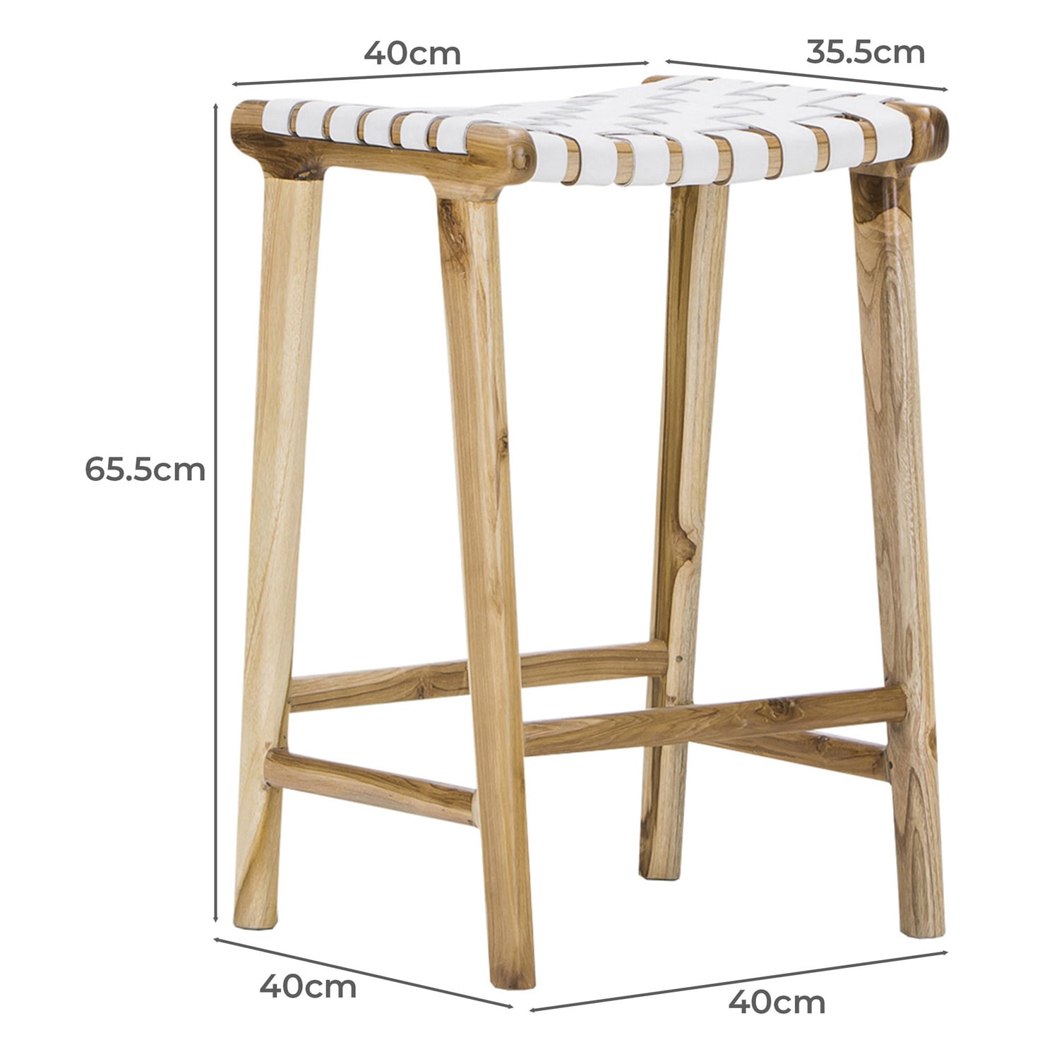 66cm Cassie Leather & Teak Counter Stool