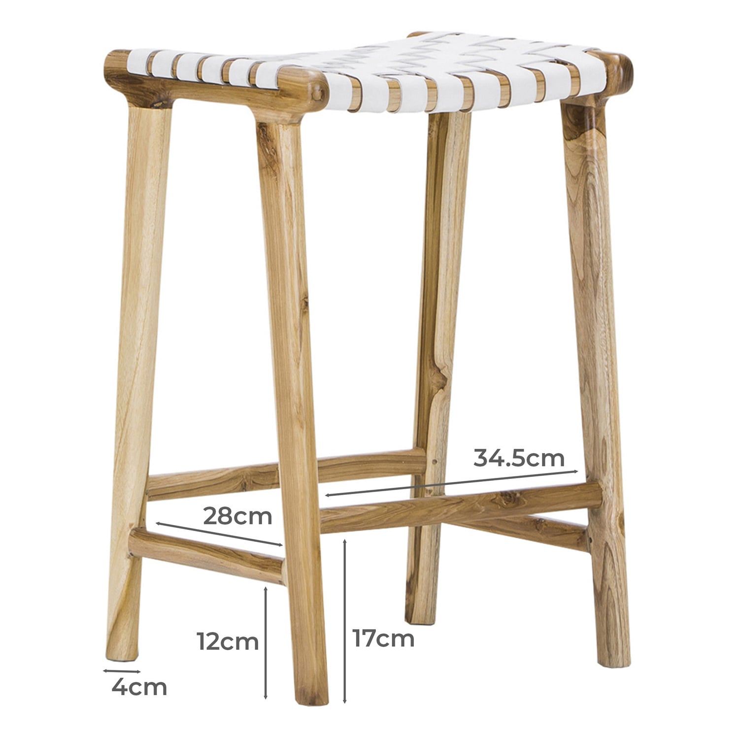 66cm Cassie Leather & Teak Counter Stool