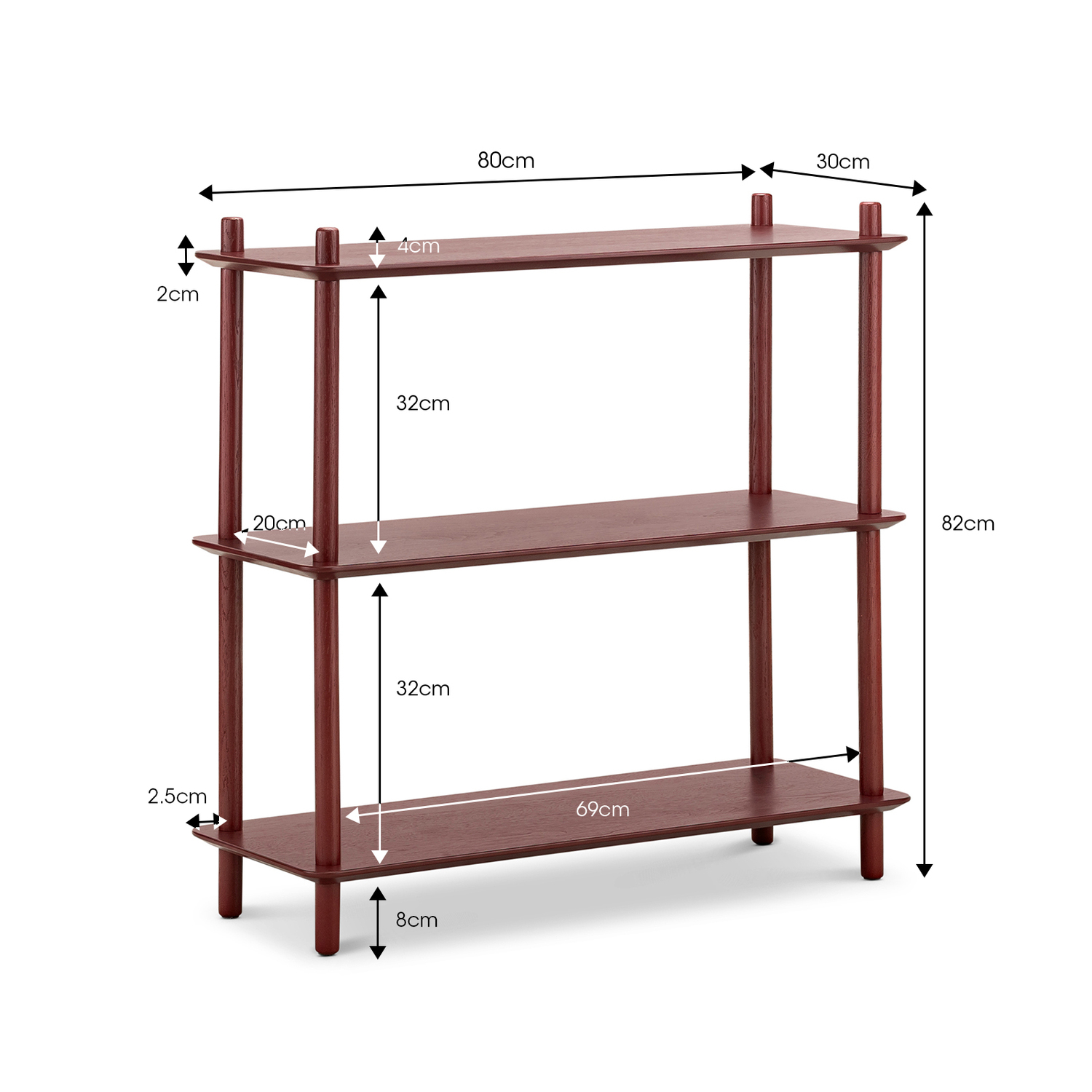 Harper 3 Tier Low Bookshelf