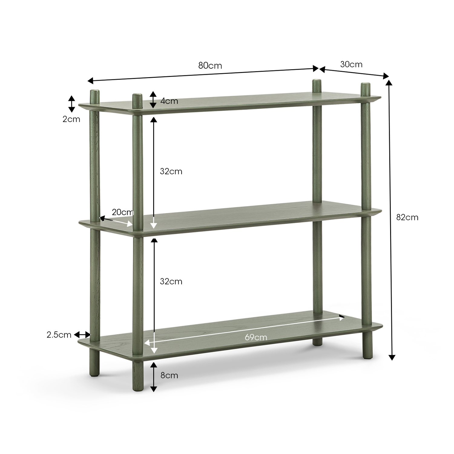 Harper 3 Tier Low Bookshelf