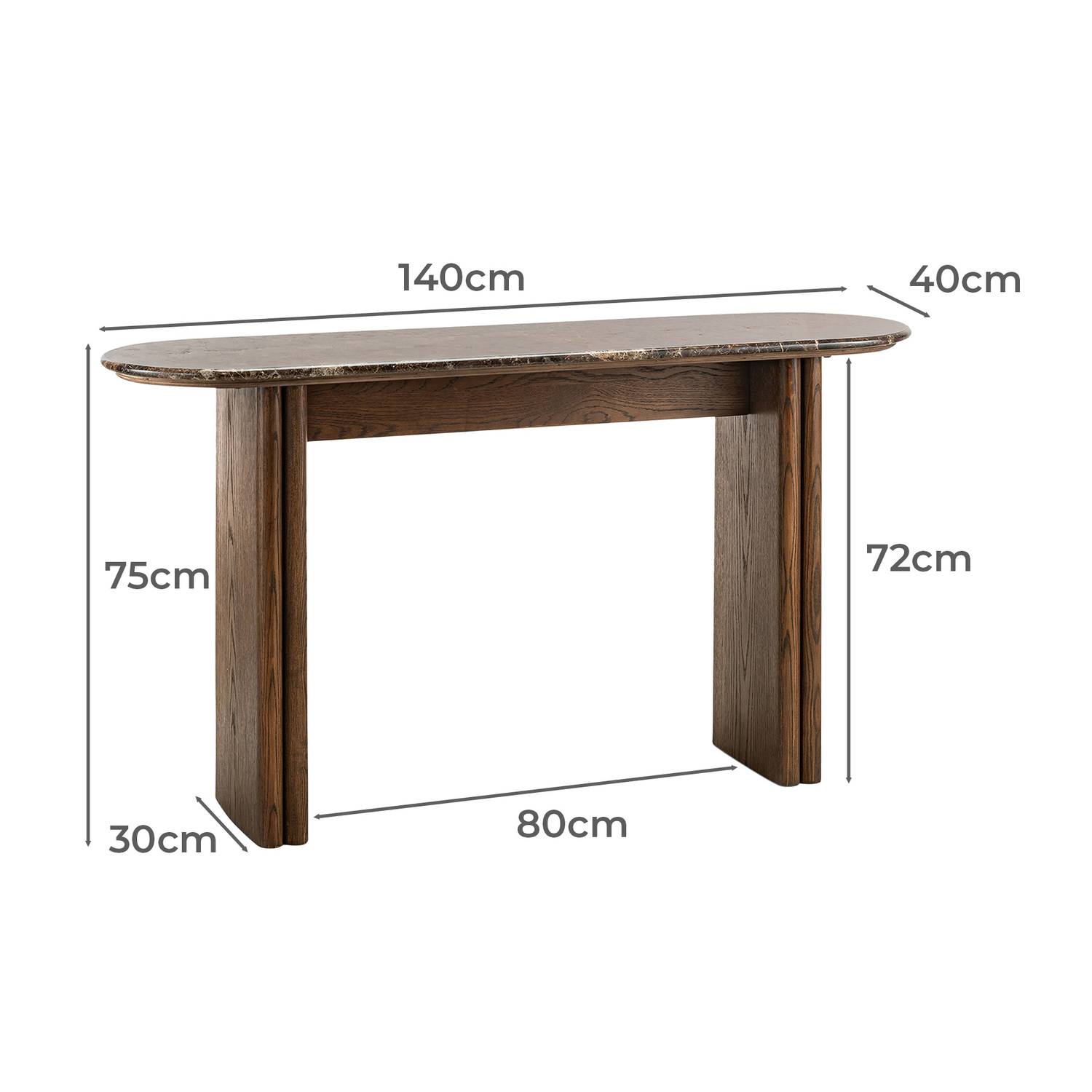 Marich Dark Emperador Marble Console Table