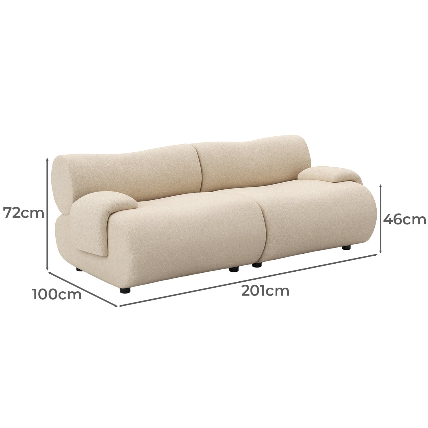 Delaney 2 Seater Boucle Modular Sofa