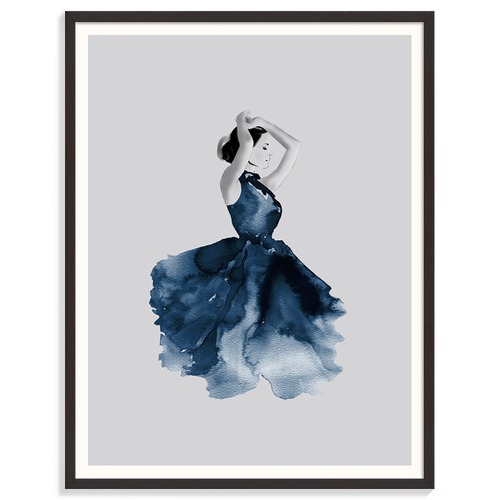 Lady in Blue Printed Wall Art