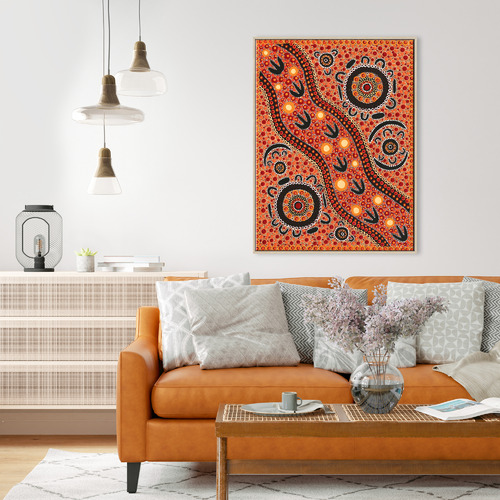 Family Camping Out Bush Emu Hunting Printed Wall Art