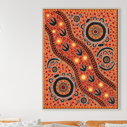 Family Camping Out Bush Emu Hunting Printed Wall Art