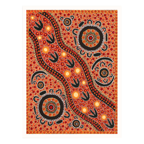 Family Camping Out Bush Emu Hunting Printed Wall Art