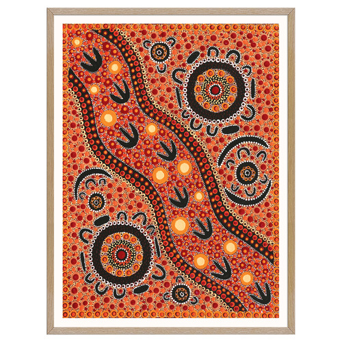 Family Camping Out Bush Emu Hunting Printed Wall Art