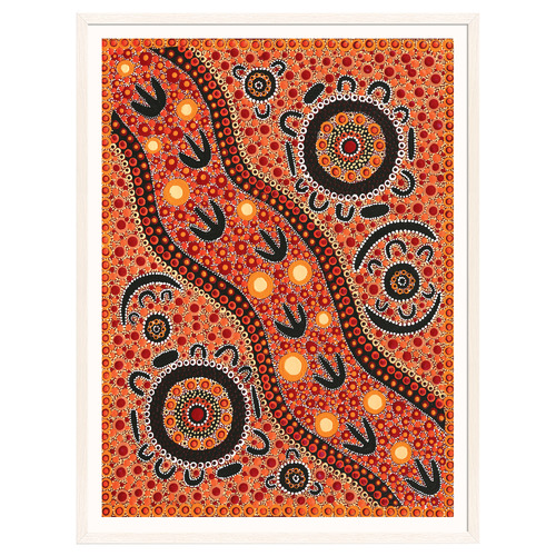 Family Camping Out Bush Emu Hunting Printed Wall Art