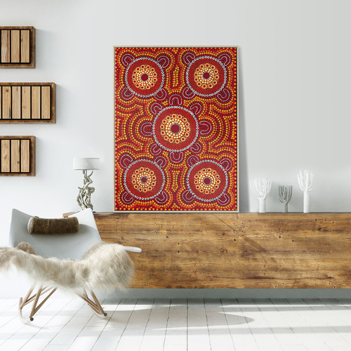 Meeting Places Family Sitting Around Campfires Out Bush Telling Stories Printed Wall Art